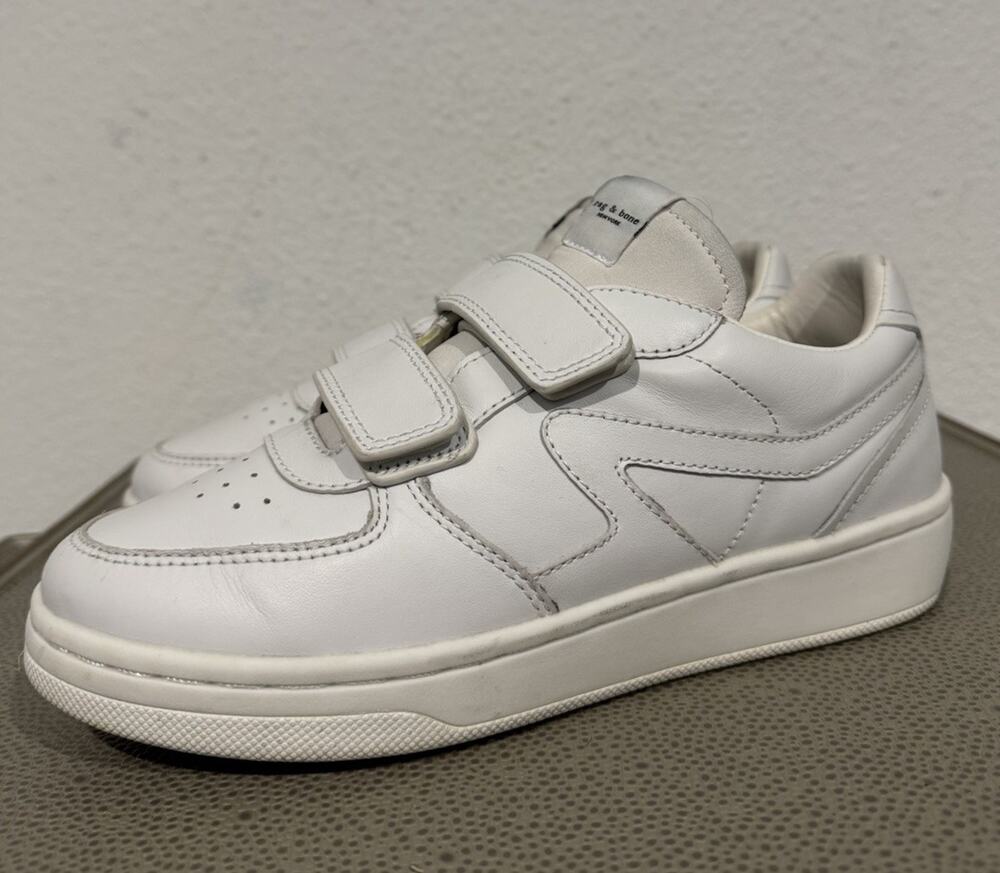 rag & bone Women’s Retro Court Strap Sneaker Size 37 White Leather